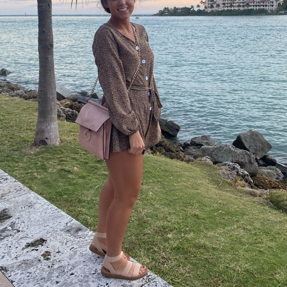 Cheetah print long sleeve romper